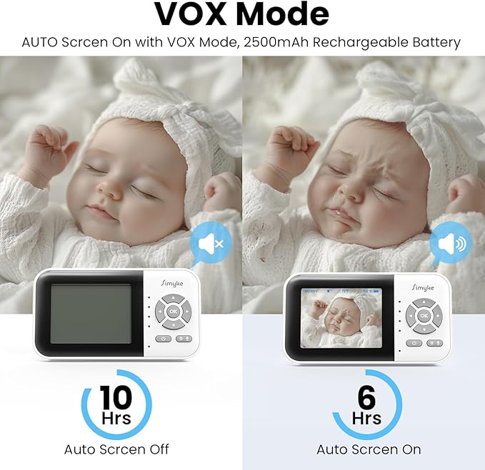 2Cameras Video Baby Monitor, Two Mode, 2.8'' IPS Display Screen, Night Vision