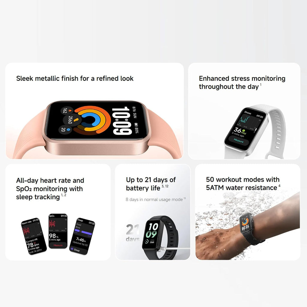 xiaomi smart band 11 active fitness tracker, 1.47" shown in use