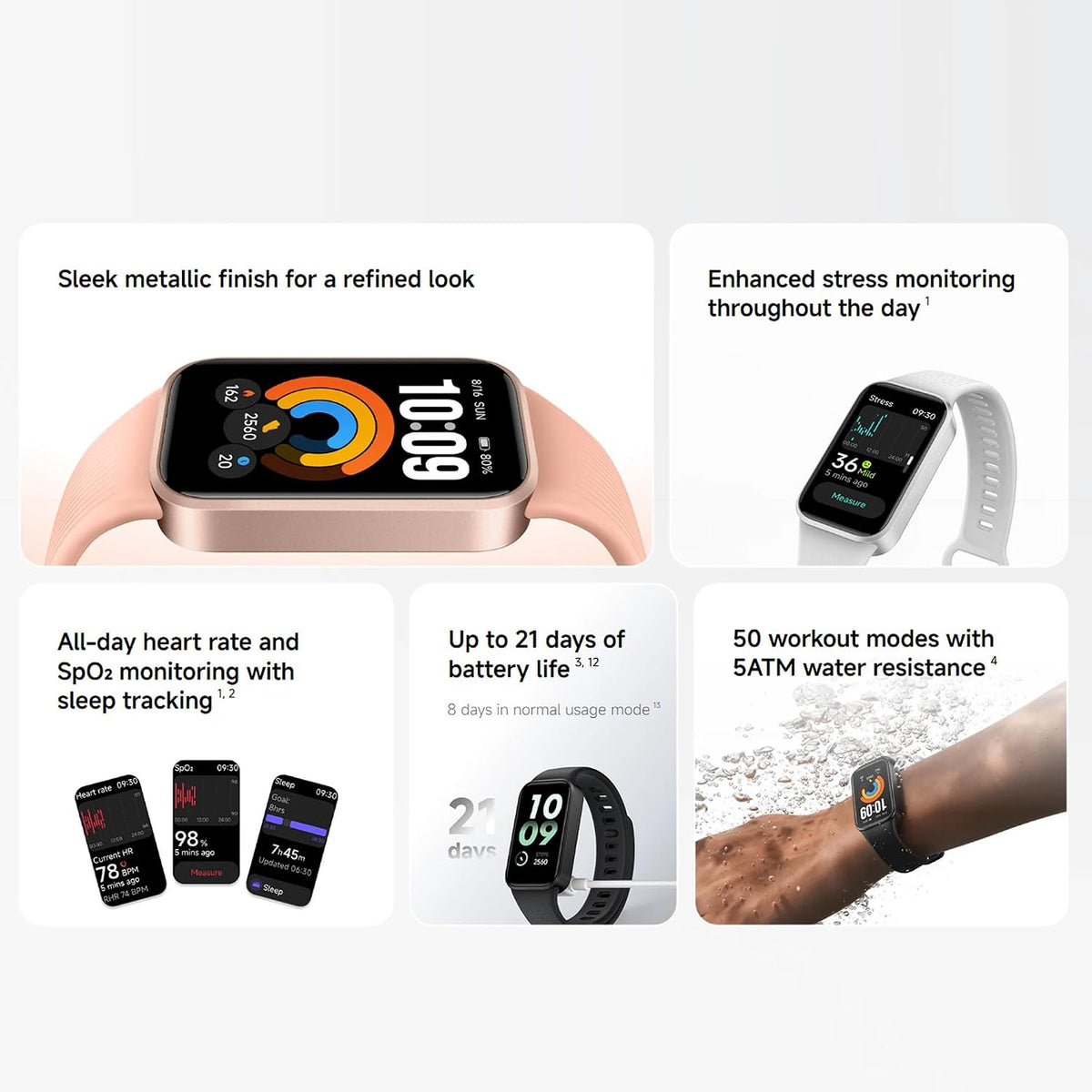 xiaomi smart band 11 active fitness tracker, 1.47" shown in use