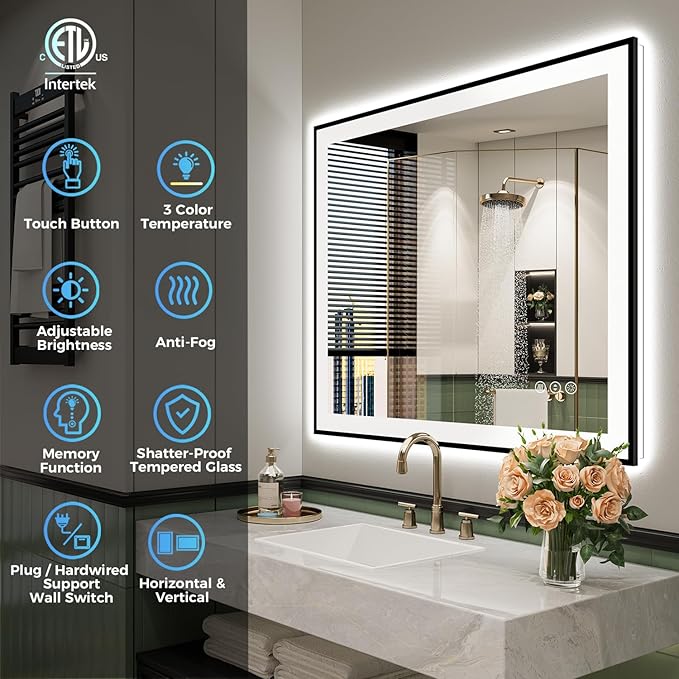 YEELAIT 24x36 Inch LED Bathroom Mirror