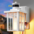Myhaptim Porch Lights with GFCI Outlet, Dusk to Dawn Motion Sensor Outdoor