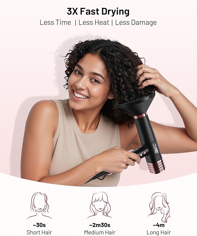 MESCOMB Travel Hair Dryer with Diffuser, 1875W Dual Voltage Ionic