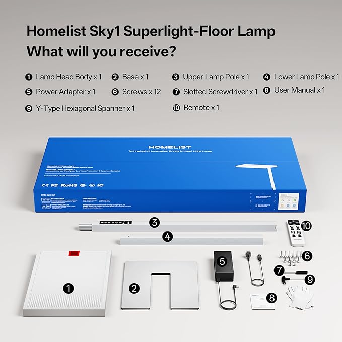 Homelist SKY1 Superlight 150W Full Spectrum Eye Protection Floor Lamp, 13000LM
