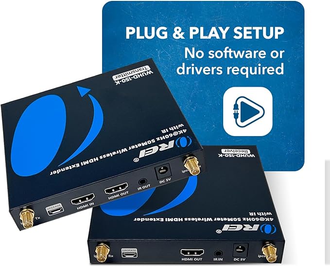 OREI Wireless HDMI Extender Transmitter & Receiver Dongle UtraHD 5.1-5.2 Ghz Up