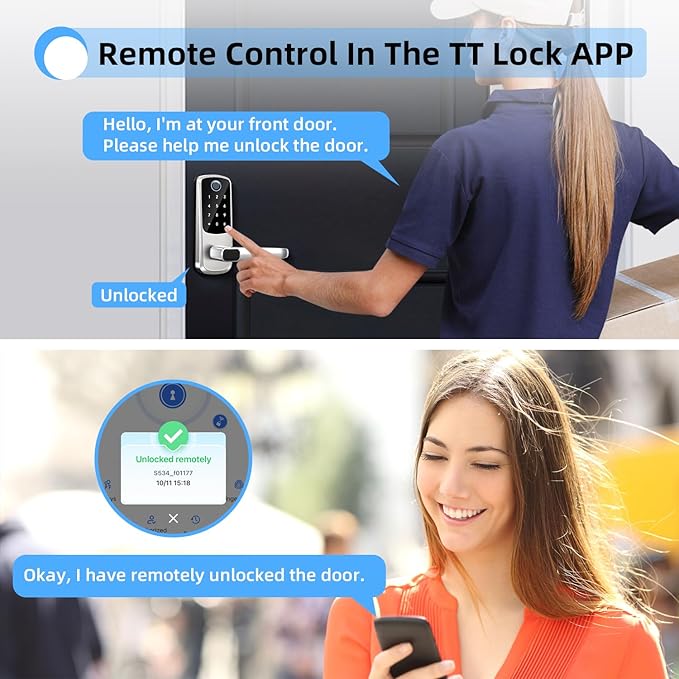 Smart Door Lock with Handle, Keyless Entry Door Locks, 8-in-1 Fingerprint