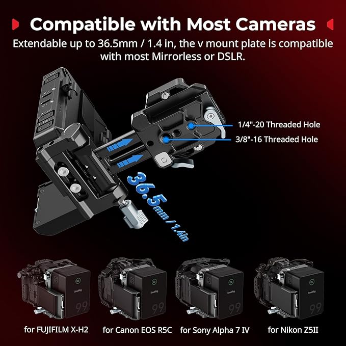 SMALLRIG Upgraded V Mount Battery Plate Kit, w/ QR Plate