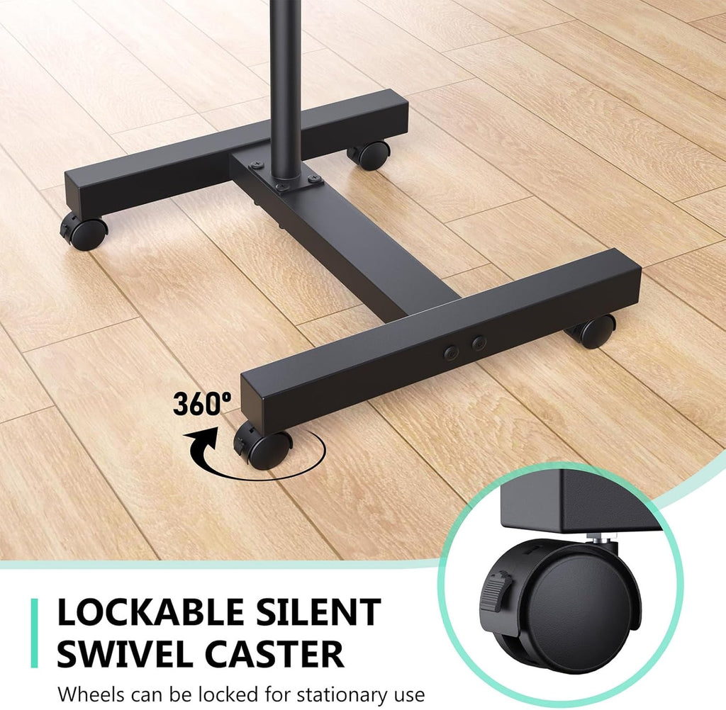 Projector Stand on Wheels, Dual-Tray Tripod Cart 45-64", Holds 20 lbs