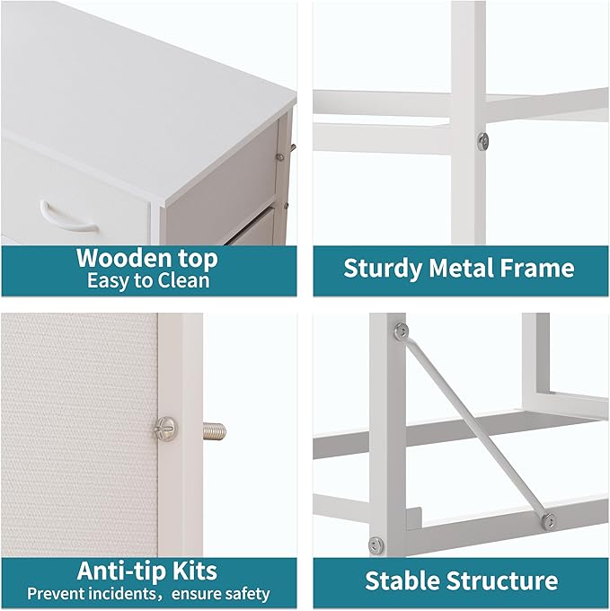 LUMTOK 10-Drawer Dresser, Fabric Storage Dressers Drawers