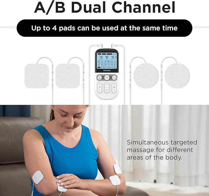 4 in 1 - D.I.Y & Tens Unit & EMS & Massage Muscle Stimulator, Dual Channel TENS (12pcs)