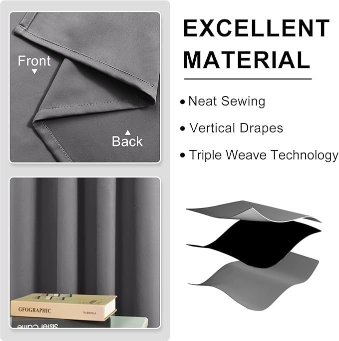 DWCN Blackout Curtains 84 Inches Long, Room Drakening Drapes