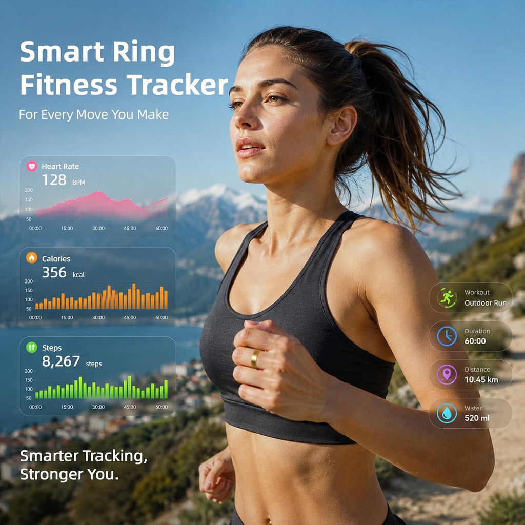 smart ring health ring fitness tracker with 24/7 on a desk or shelf
