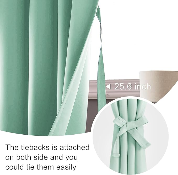 JIUZHEN Mint Green Blackout Curtains