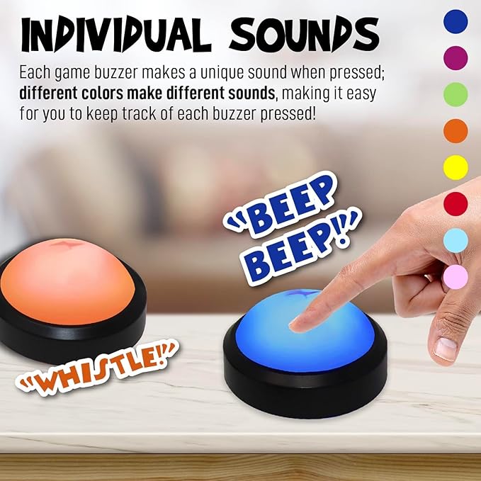 Teacher's Choice Light Up Game Buzzer System, Displays The Winning Player Loud (8 Pack)