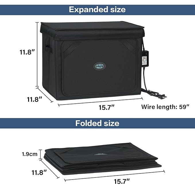 Large UVC Sanitizer Box with Ozone, Foldable Cleaner Bag with Timer, 36L/9.5gal