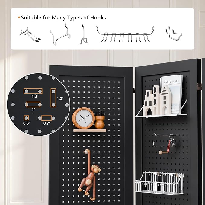 Bonnlo 4/6 Panel Pegboard Freestanding, 5 FT Portable Display Board Organizer