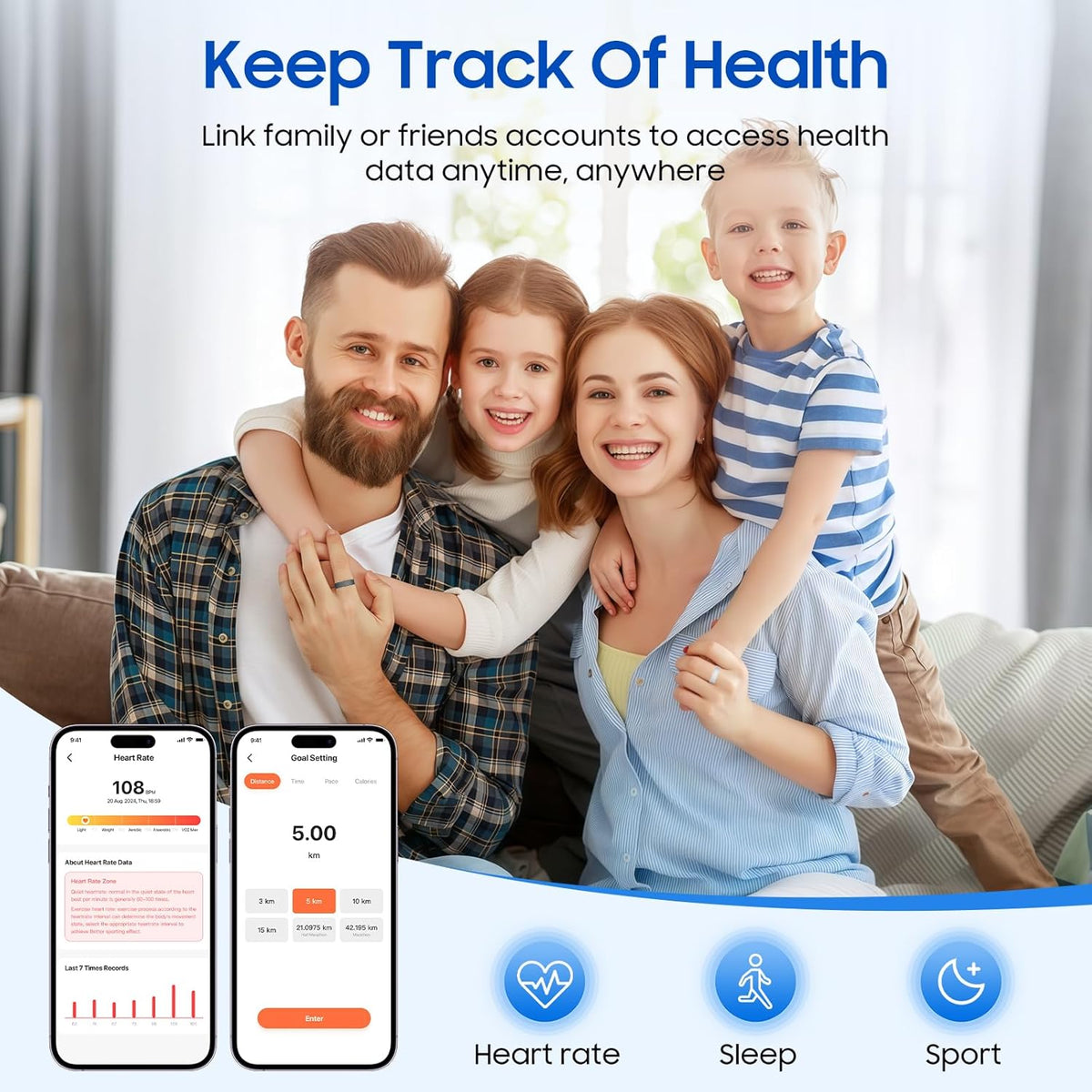 2026 smart ring new health tracker, ip68 waterproof, close-up detail