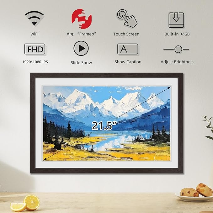 FRAMEO 21.5 inch Large Digital Photo Frame Touch Screen 32GB WiFi Smart Picture
