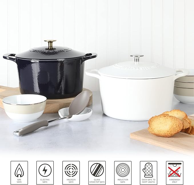 MARTHA STEWART Gatwick 7-Quart Enamel Cast Iron Dutch Oven Pot