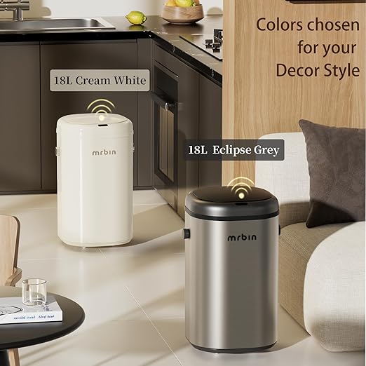 MRBIN Stainless Steel Adsorption Motion Sensor Trash Can Removable, 18L /