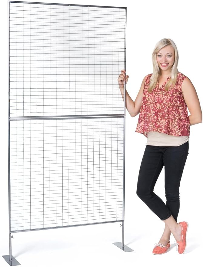 Displays2go Art Display Grids, Floor Standing, Double Sided, Metal Mesh Iron