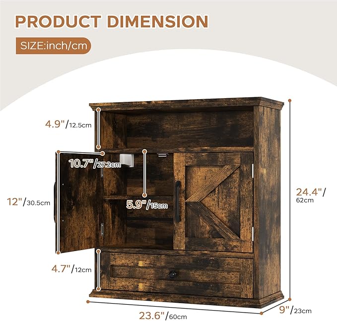 Bathroom Wall Cabinet, Wall Mounted Medicine Cabinet