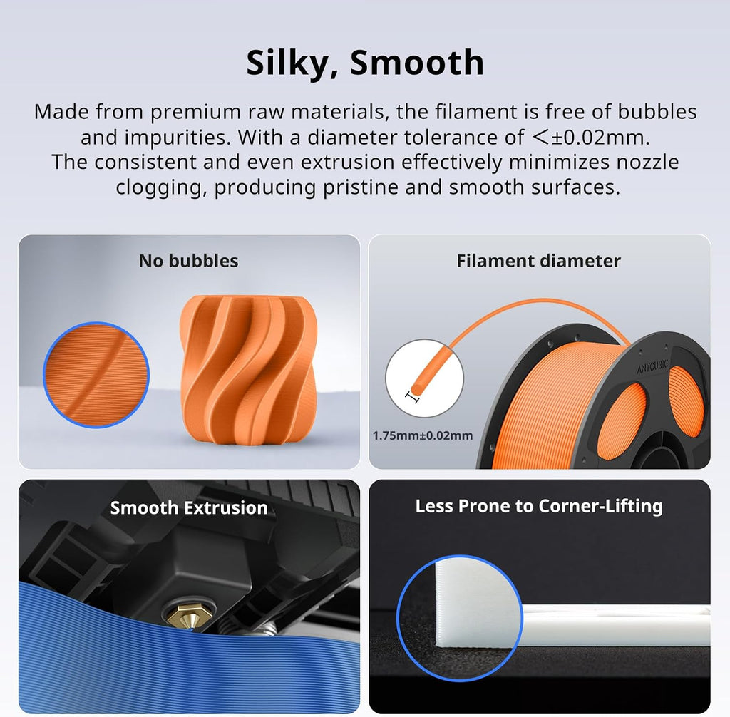 anycubic pla plus (pla+), 3d printer filament 1.75mm showing dimensions