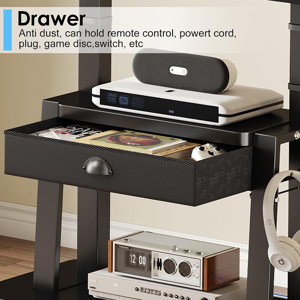 Mobile TV Stand on Wheels for 42-100 inch TVs up to 330lbs, Rolling TV Cart with Drawer & 2 Shelves, Adjustable Height, Portable TV Stand for Indoor Outdoor, Max VESA 600x900mm