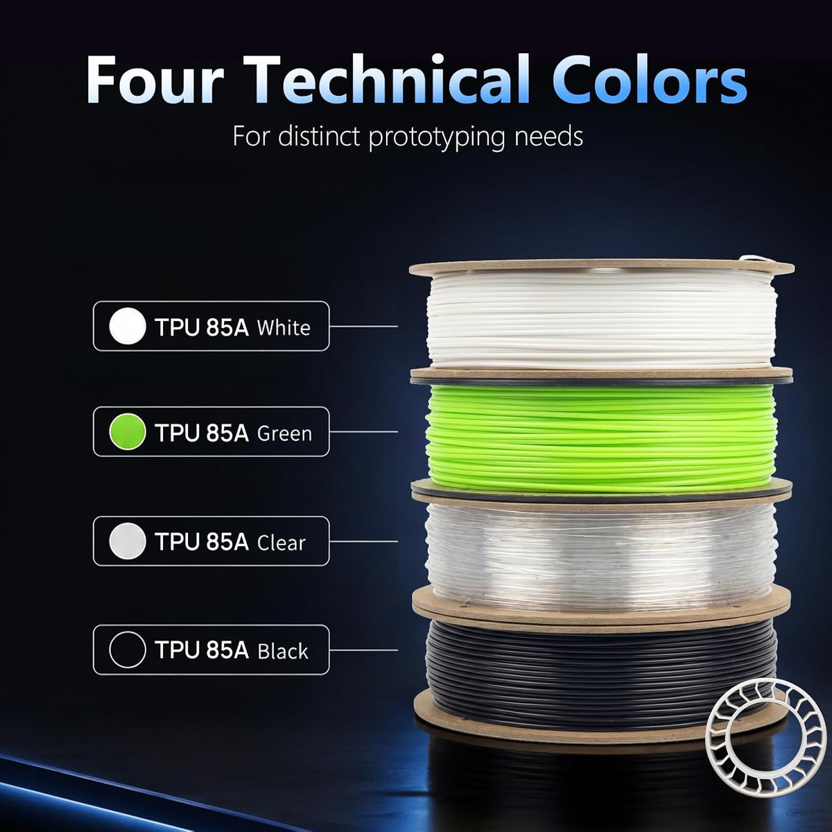 Siraya Tech Flex TPU 85A 3D Printer Filament, ISO 10993 Tested, White, 1kg