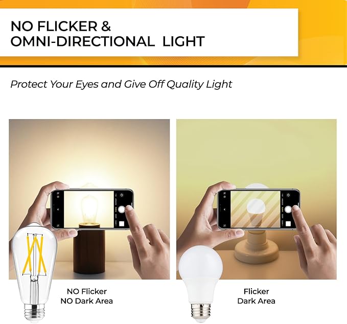 Hizashi Vintage Led Edison Bulbs Dimmable, 6W Equivalent 60W, E26 Base Light (24 Pack)