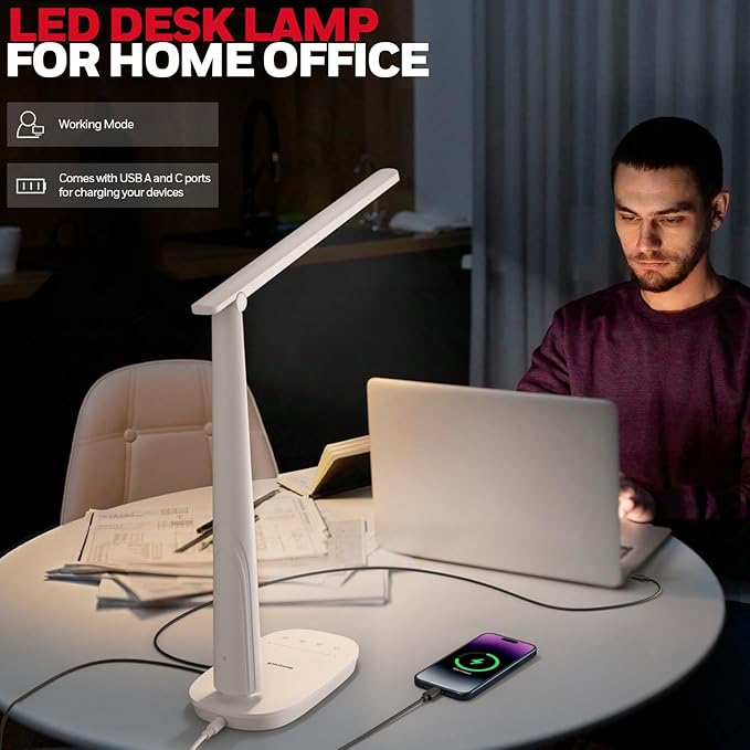 Honeywell LED Desk Lamp for Home Office, Eye-Caring Light