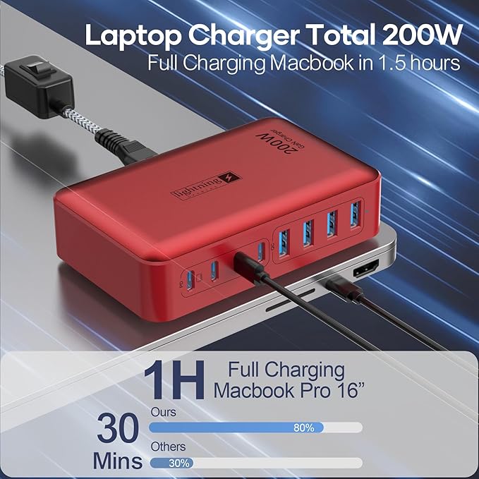 8-Port USB Charger Block 200W