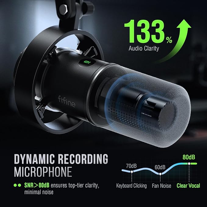 FIFINE Dynamic Microphone, XLR/USB Podcast Recording PC Microphone