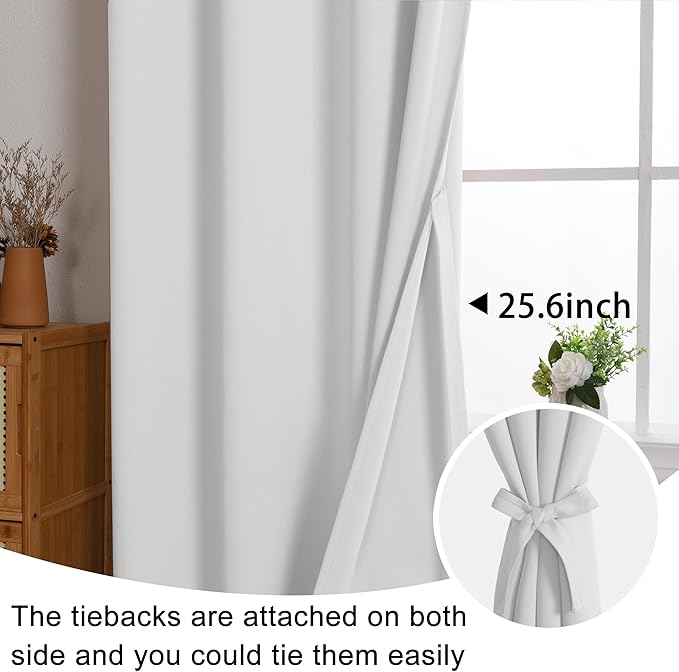 JIUZHEN Greyish White Blackout Curtains
