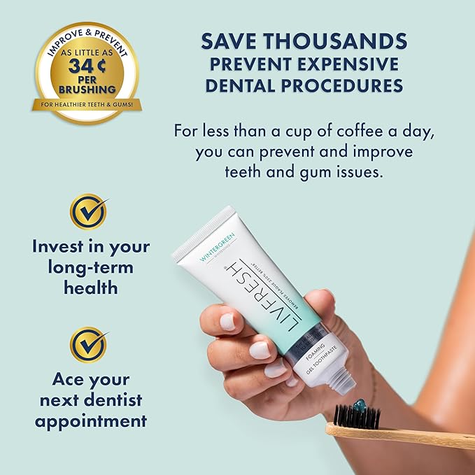 LIVFRESH Toothpaste Gel, Clinically Proven to Remove Plaque 250% Better (2 Pack)