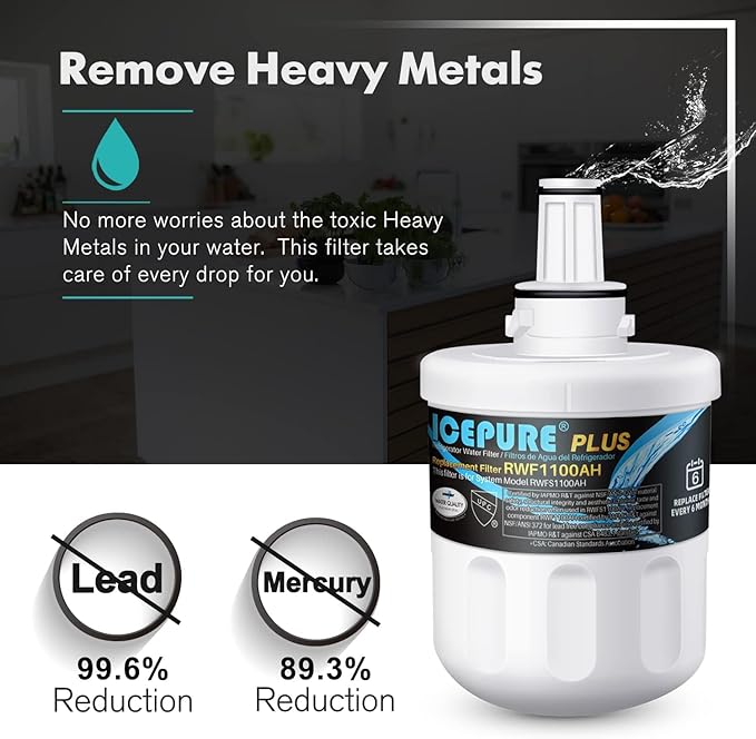 ICEPURE PLUS Remove Heavy Metals NSF/ANSI 53&42 NSF/ANSI/CAN 372 DA29-00003G (4PACK)