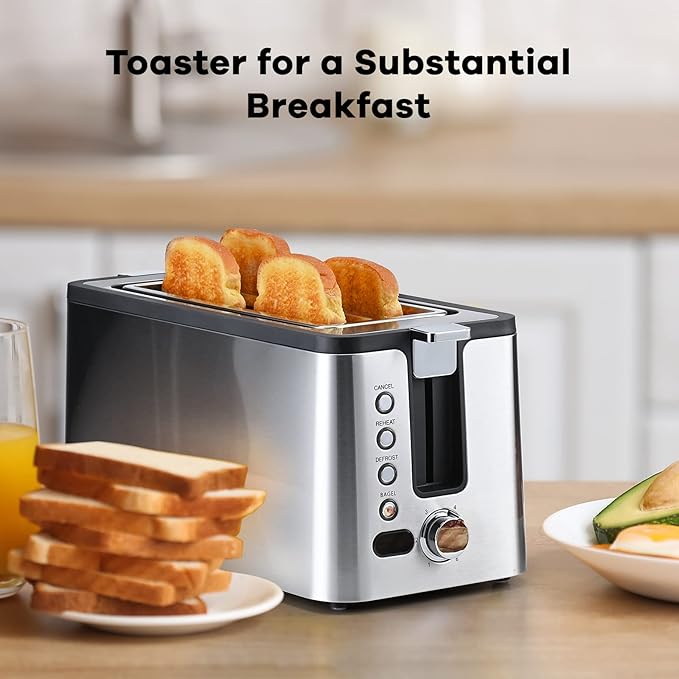 Mecity 4 Slice Toaster, Long Slot Toaster