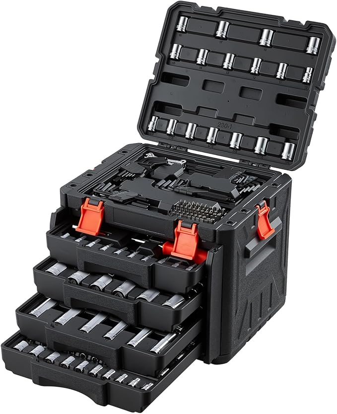 VEVOR Mechanics Tool Set, 230-Piece Mechanic Tool Kit, 1/4 in, 3/8 in, and 1/2