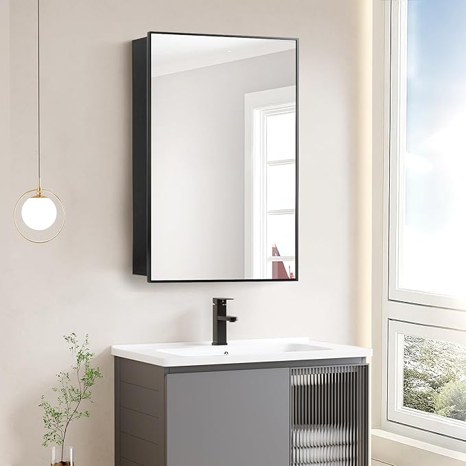 Medicine Cabinet with Mirror, 20x30 Inch Rectangle Wall Mounted Bathroom Vanity