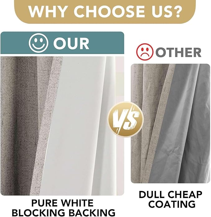 H.VERSAILTEX Linen Curtains 100% Blackout Curtains