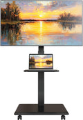 Steel Base Rolling TV Stand for 32-75 inch TVs up to 110 lbs, Black