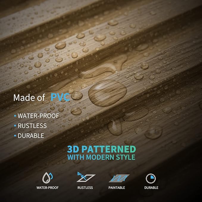 Art3d Slat Wall Panel, 3D Fluted Textured Panel 12-Tile 19.7 x 19.7in. (12-Pack)