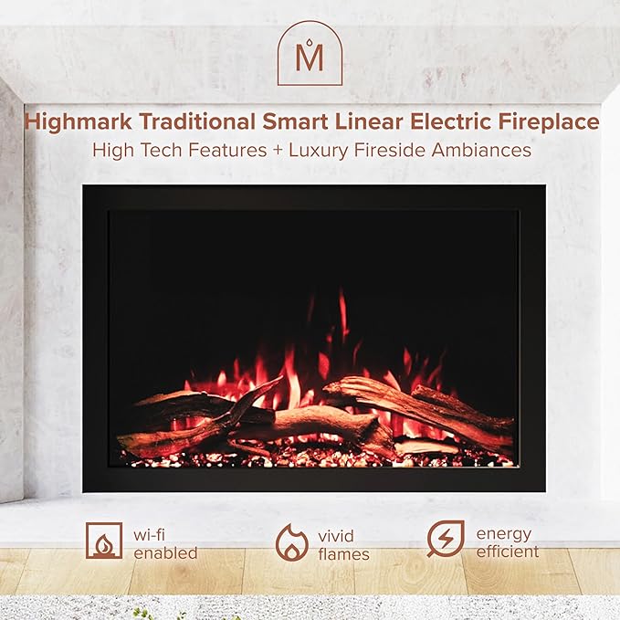 Modern Ember Highmark Traditional 33 Inch Built-in Smart Electric Fireplace