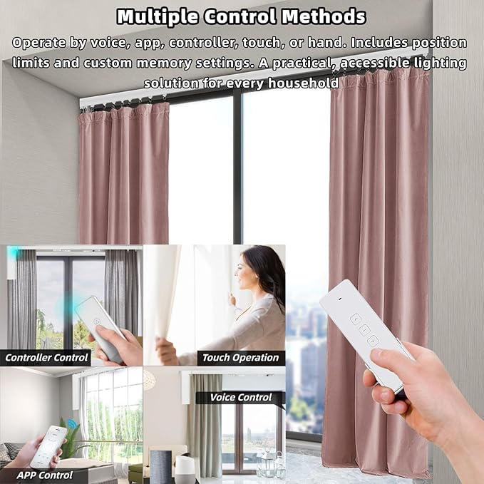 Lemoeyes Electric Curtain Track, Retractable Motorized Curtains Rod From