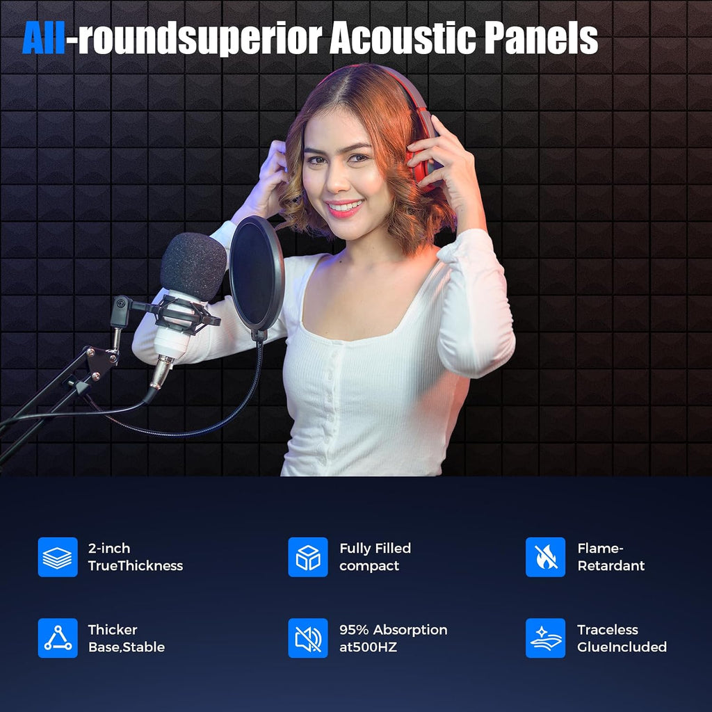acoustic panels 12 x 12 x 2 inches, side view