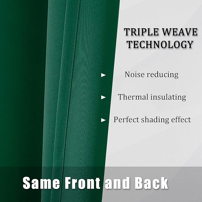 DUALIFE Christmas Green Blackout Curtains