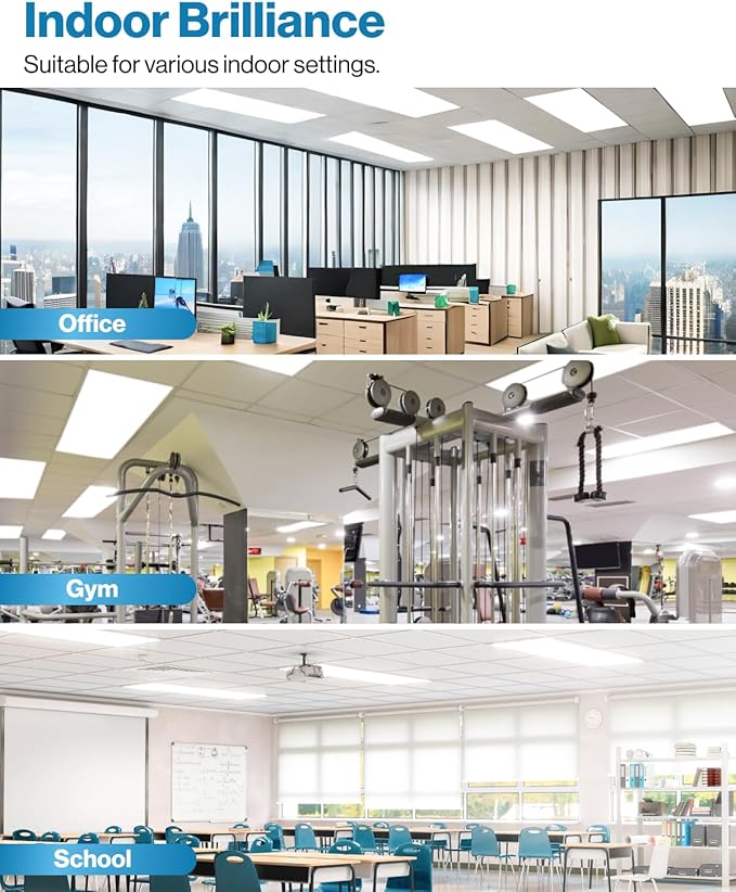Sunco 2x4 LED Flat Panel Light Drop Ceiling Office Fixture, 7700 LM, Selectable (2 Pack)