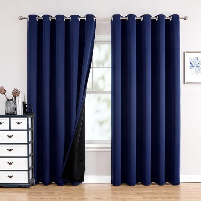 ChrisDowa 100% Blackout Curtains 84 inch Long