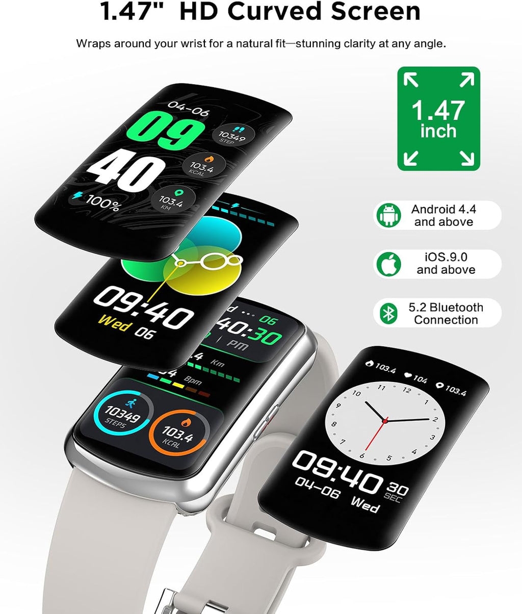 smart watch fitness trackers for women men, 24/7 showing dimensions