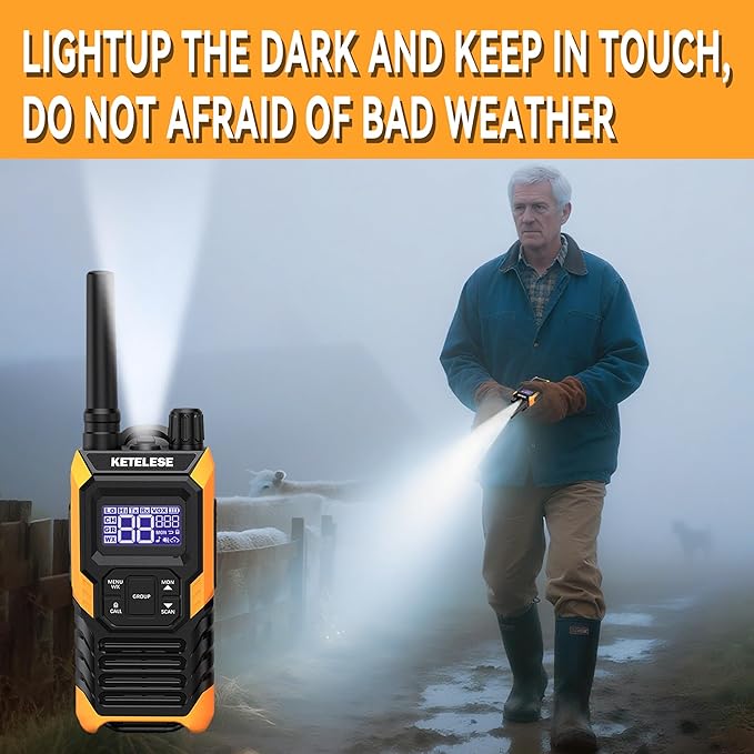 KETELESE T4 Walkie Talkie IP67 Waterproof, Type-C Rechargable Two Way Radio