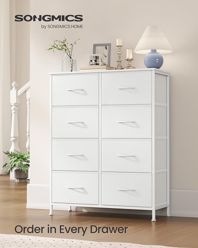 SONGMICS Dresser for Bedroom, Chest of Drawers, 8 Non-Woven Fabric Drawers